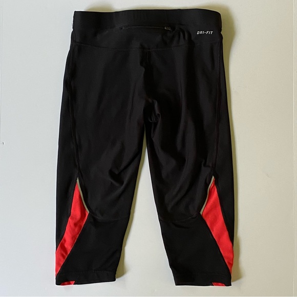 Nike Dri-Fit Womens Running Capris XS Black Red Trim Zipper Pocket in Back - Picture 11 of 16